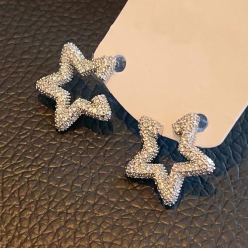 Cubic Zirconia Micro Pave Brass Earring Star fashion jewelry & micro pave cubic zirconia & for woman 15mm Sold By Pair