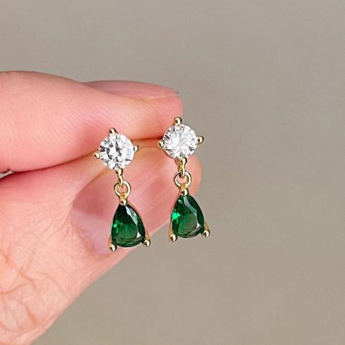 Boucles d'oreilles en laiton zircon cubique pavent, bijoux de mode & pavé de micro zircon & pour femme, 14mm, Vendu par paire