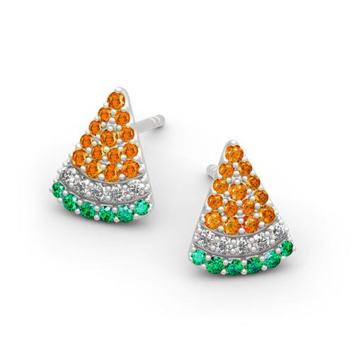 Cubic Zirconia Micro Pave Brass Earring Watermelon fashion jewelry & micro pave cubic zirconia & for woman Sold By Pair