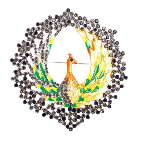 Zinc Alloy Brooches Peacock fashion jewelry & for woman & with rhinestone Sold By PC