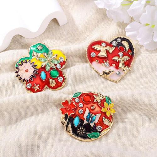 Zinc Alloy Brooches & for woman & enamel & with rhinestone Sold By PC