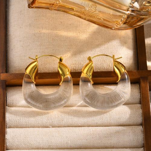 Brass Leverback Earring with Resin fashion jewelry & for woman Sold By Pair