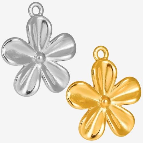 Stainless Steel Flower Pendant 304 Stainless Steel Vacuum Ion Plating DIY Sold By PC