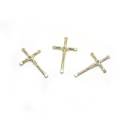 Zink Alloy Hänge, Cross, guldfärg pläterade, DIY, nickel, bly och kadmium gratis, 27x43mm, 10PC/Bag, Säljs av Bag