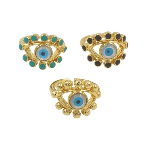 Bijoux Finger Evil Eye Anneau, laiton, Mauvais œil, Placage de couleur d'or, Réglable & bijoux de mode & unisexe, plus de couleurs à choisir, protéger l'environnement, sans nickel, plomb et cadmium, Taille:7, Vendu par PC