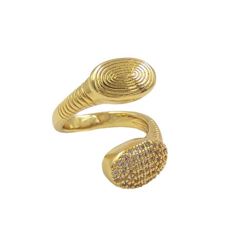 Cúbicos Circonia Micro Pave anillo de latón, metal, chapado en color dorado, Ajustable & Joyería & micro arcilla de zirconia cúbica & para mujer, libre de níquel, plomo & cadmio, Vendido por UD