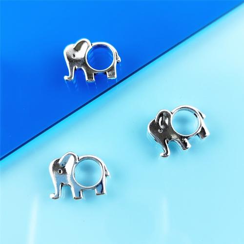 Zinc Alloy Animal Pendants Elephant antique silver color plated DIY Sold By Bag