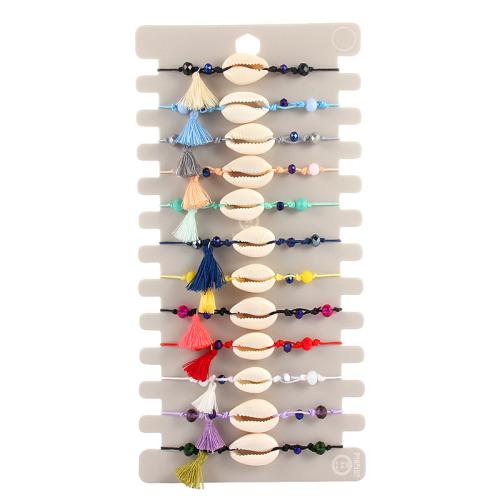 Pulsera de Nácar, con Cordón de nudo, Ajustable & para mujer, multicolor, 12PCs/Set, Vendido por Set