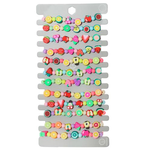 Pulseras de resina, con Cordón de nudo, Fruta, Ajustable & para mujer, multicolor, 12PCs/Set, Vendido por Set