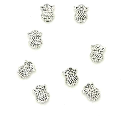 Zinc Alloy Animal Pendants Owl antique silver color plated DIY Sold By Bag