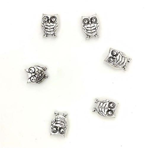 Cink ötvözet Animal Medálok, Bagoly, antik ezüst színű bevonattal, DIY, 8x12mm, 100PC-k/Bag, Által értékesített Bag