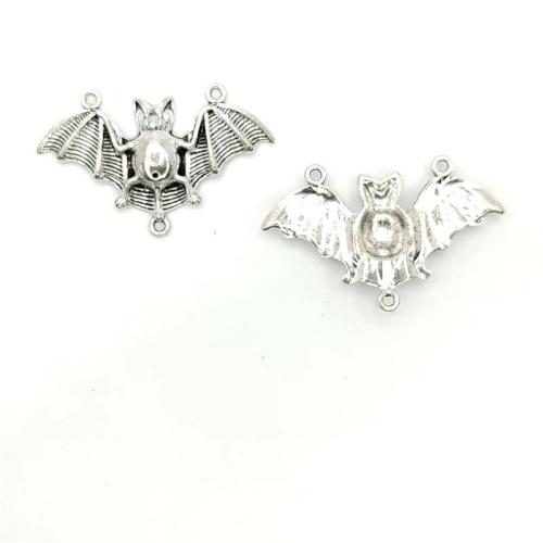 Connecteur en alliage de Zinc animal, Chauve-souris, Plaqué de couleur d'argent, DIY & boucle 2/1, 48x30mm, 100PC/sac, Vendu par sac