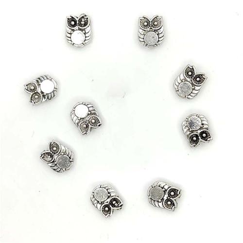 Sinkkiseos Animal riipukset, Pöllö, antiikki hopea päällystetty, tee-se-itse, 8x9mm, 100PC/laukku, Myymät laukku