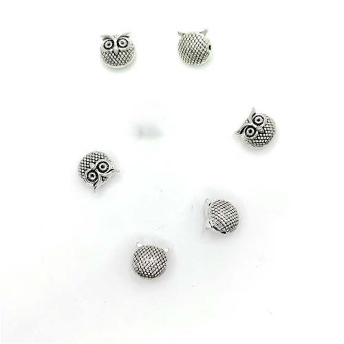 Sinkkiseos Animal riipukset, Pöllö, antiikki hopea päällystetty, tee-se-itse, 10x10mm, 100PC/laukku, Myymät laukku