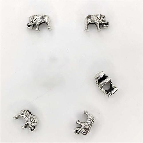 Zinc Alloy Animal Beads Elephant antique silver color plated DIY Sold By Bag