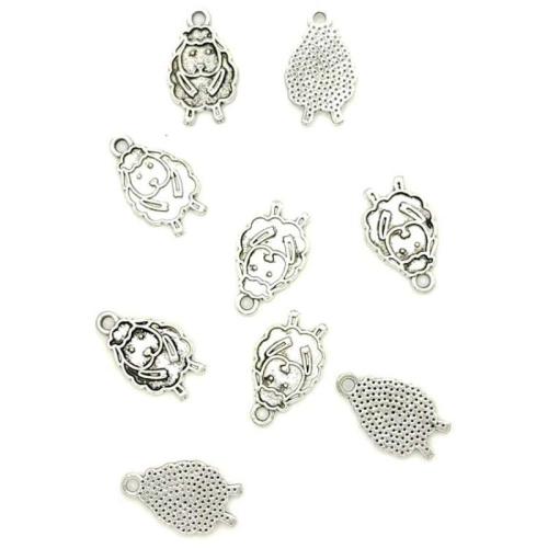 Zinc Alloy Animal Pendants Sheep antique silver color plated DIY Sold By Bag