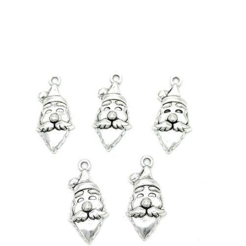 Zinc Alloy Pendants Santa Claus antique silver color plated DIY Sold By Bag