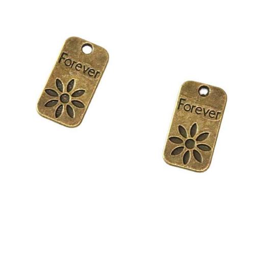 Zinc Alloy Pendler, Rektangel, antik bronze farve forgyldt, du kan DIY, 12.50x23.10mm, 50pc'er/Bag, Solgt af Bag