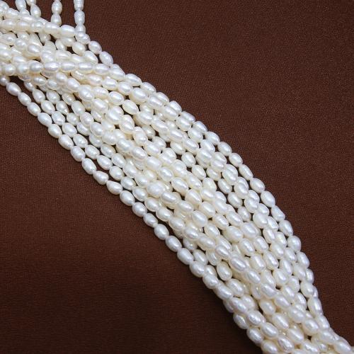 Rice ferskvandskulturperle Beads, Ferskvandsperle, Ris, du kan DIY, hvid, about:  4-4.5mm, Solgt Per Ca. 38 cm Strand