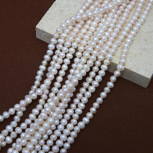 Kartoffel ferskvandskulturperle Beads, Ferskvandsperle, du kan DIY, hvid, about:4-5mm, Solgt Per Ca. 38 cm Strand