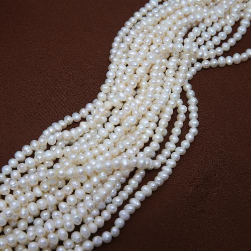 Kartoffel ferskvandskulturperle Beads, Ferskvandsperle, du kan DIY, hvid, about:4-5mm, Solgt Per Ca. 38 cm Strand