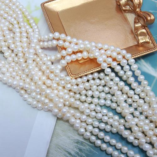 Natural Freshwater Pearl Loose Beads Slightly Round DIY white 5-6mm Sold Per Approx 38 cm Strand