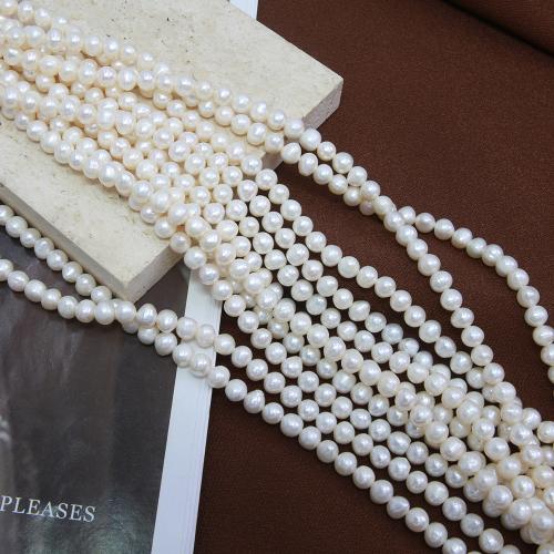 Natural Freshwater Pearl Loose Beads Slightly Round DIY white 6-7mm Sold Per Approx 38 cm Strand