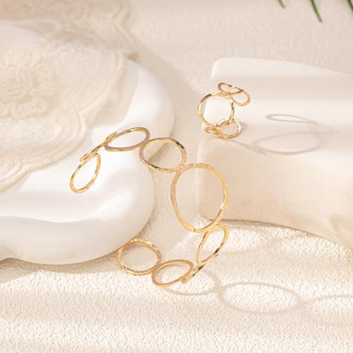 Zinc Alloy Jewelry Sets cuff bangle & finger ring plated for woman gold Sold By PC