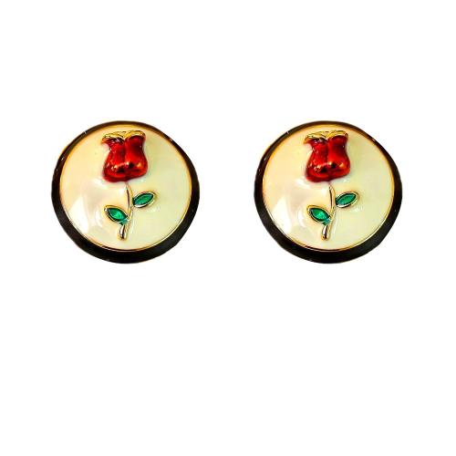 Brass Earring Clip plated for woman & enamel gold 16mm Sold By Pair