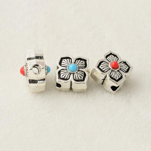 Zinc Alloy Flower Beads plated DIY silver color Approx 2.1mm Sold By PC