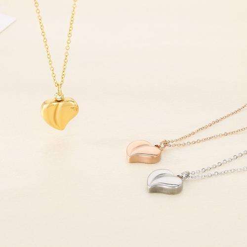 Stainless Steel Jewelry Necklace 304 Stainless Steel Heart Vacuum Ion Plating for woman Sold By PC