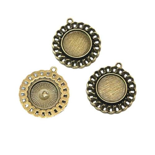 Zinc Alloy Pendant Cabochon Setting antique brass color plated DIY 16mm Sold By Bag