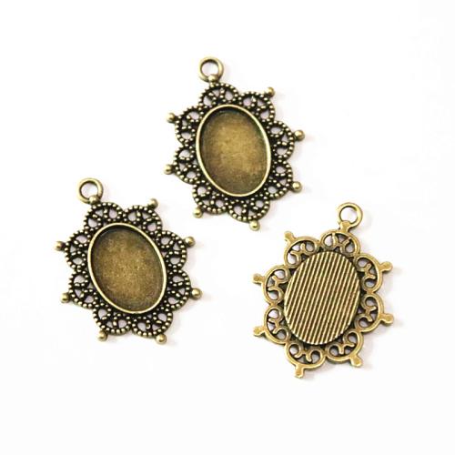 Zinc Alloy Pendant Cabochon Setting antique brass color plated DIY Sold By Bag