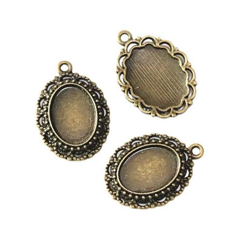 Zinc Alloy vedhæng Cabochon Setting, antik messing farve forgyldt, du kan DIY, 13x18mm, 50pc'er/Bag, Solgt af Bag