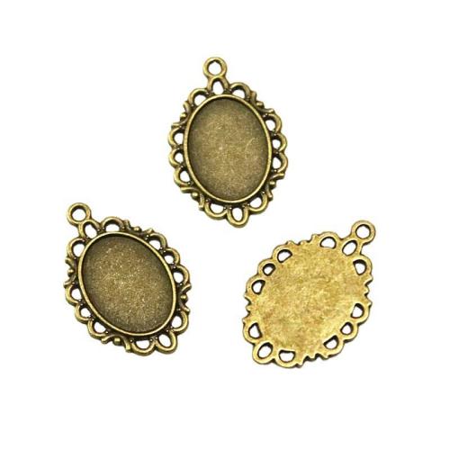 In lega di zinco del pendente Cabochon Setting, lega in zinco, antico colore ottone placcato, DIY, 18x13mm, 50PC/borsa, Venduto da borsa