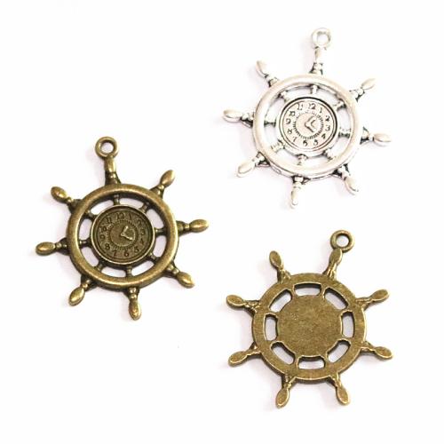 Zinc Alloy Ship Wheel & Anchor Pendant plated DIY Sold By Bag