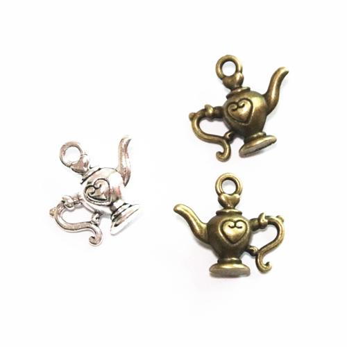 Zinc Alloy Pendler, Teapot, forgyldt, du kan DIY, flere farver til valg, 19x21mm, 60pc'er/Bag, Solgt af Bag