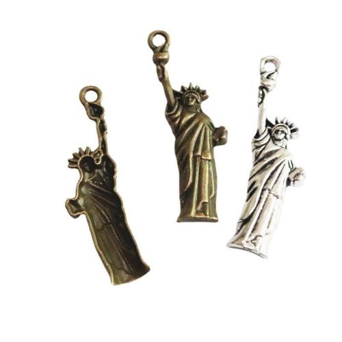 Zinklegering Hangers, Zinc Alloy, Lady Liberty, plated, DIY, meer kleuren voor de keuze, 48x14mm, 50pC's/Bag, Verkocht door Bag