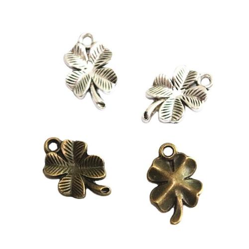 Cink ötvözet Clover medál, Four Leaf Clover, galvanizált, DIY, több színt a választás, 17x11mm, 100PC-k/Bag, Által értékesített Bag