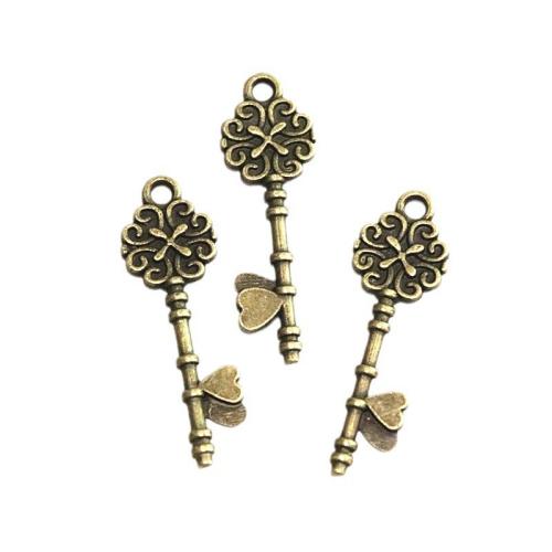 Zinc Alloy Key riipukset, Sinkkiseos, Avain, päällystetty, tee-se-itse, enemmän värejä valinta, 34x11mm, 100PC/laukku, Myymät laukku