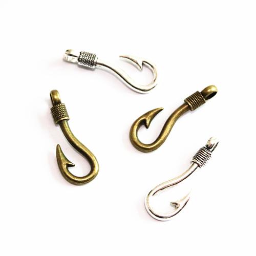 Zinc Alloy Pendler, Pirate Fishhook, forgyldt, du kan DIY, flere farver til valg, 36.50x13.20mm, 50pc'er/Bag, Solgt af Bag