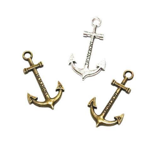 Zinc Alloy Ship Wheel & Anchor Pendentif, alliage de zinc, ancre, Placage, DIY, plus de couleurs à choisir, 37.60x21mm, 40PC/sac, Vendu par sac