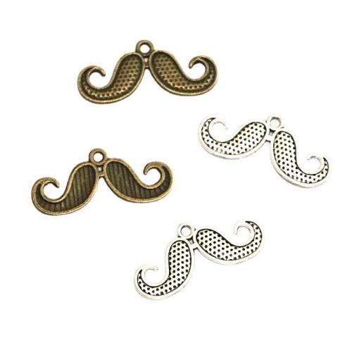 Sinc Alloy Pendants, Mustache, plátáilte, DIY, dathanna níos mó le haghaidh rogha, 13.60x30mm, 100ríomhairí pearsanta/Mála, Díolta De réir Mála