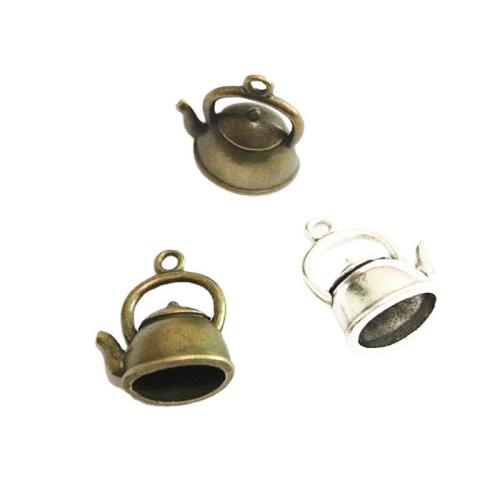 Zinc Alloy Pendler, Teapot, forgyldt, du kan DIY, flere farver til valg, 16.70x19.50x10mm, 50pc'er/Bag, Solgt af Bag