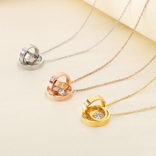 Stainless Steel Jewelry Necklace 304 Stainless Steel with Cubic Zirconia Vacuum Ion Plating for woman Sold By PC