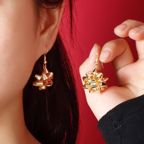 aleación de zinc Pendientes con Colgantes, con paño, chapado en color dorado, Joyas de Navidad & diferentes estilos para la opción & para mujer & esmalte, earring length 50-100mm, Vendido por Par