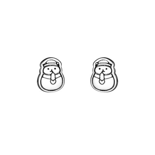 925 Sterling Silver Stud Earring Snowman Christmas jewelry & for woman 6mm Sold By Pair