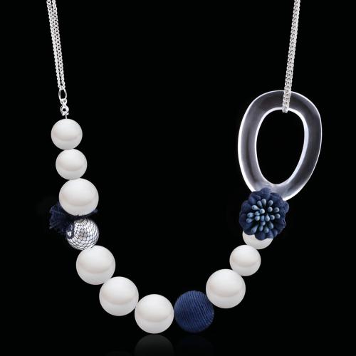 Plastic Pearl Necklace with Zinc Alloy & Acrylic with 7.4cm extender chain fashion jewelry & for woman Length Approx 49 cm Sold By PC