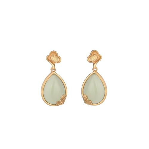 Brass Stud Earring with Jade fashion jewelry & for woman 25mm Sold By Pair