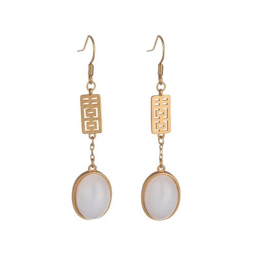 Brass Drop Earring with Jade fashion jewelry & for woman 54mm Sold By Pair